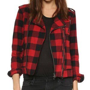 HUDSON Cynic Moto Jacket Plaid Womens Small NWT Red Black Fall Grunge Rock Punk